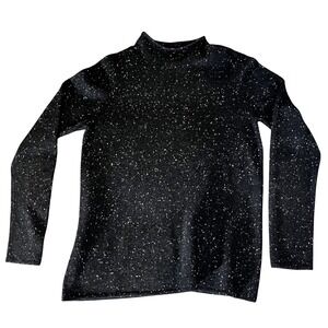 Charter Club Luxury Cashmere Mock‎ Neck Sweater Petite Black Roll Neck Old Money
